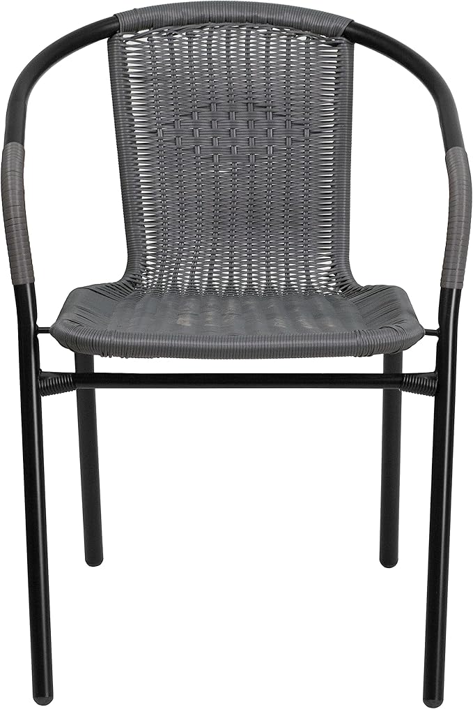 EMMA + OLIVER Set of 2 Modern Rattan Indoor/Outdoor Stack Chairs - Photo 7