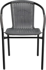 EMMA + OLIVER Set of 2 Modern Rattan Indoor/Outdoor Stack Chairs - Photo 7