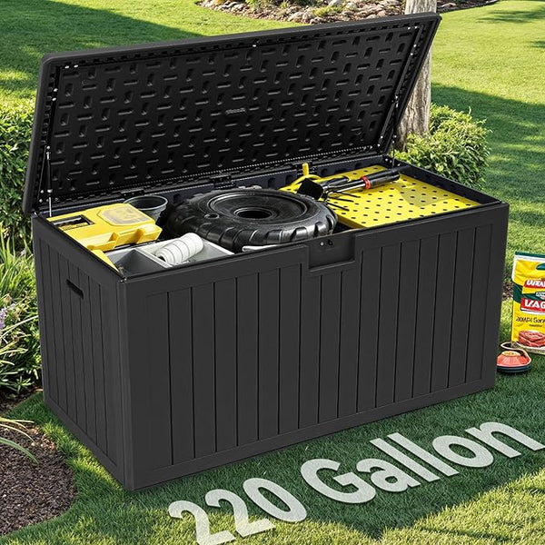 YITAHOME 220 Gallon Double-Wall Deck Box with Divider & Side Handles, Outdoor Large Storage for Patio Furniture Cushions - Photo 1