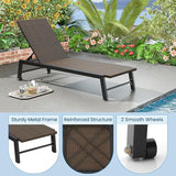 Tangkula PE Wicker Patio Chaise Lounge Chair, Outdoor 4-Position Recliner with Wheels - Photo 7