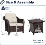 Patio PE Rattan Chairs Set of 2 with Cat Nest End Table - Photo 2