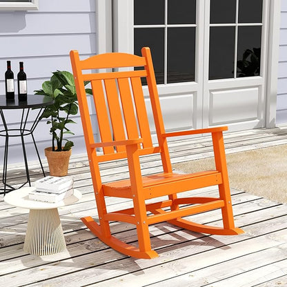 WestinTrends Malibu Malibu Outdoor Patio Poly Classic Porch Rocking Chair (Set of 4), Orange