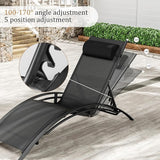 AthLike 3 pcs Poolchairs Patio Chaise Lounge Set with Headrest - Photo 5