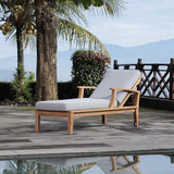 Modway EEI-1151-NAT-GRY-SET Marina Premium Grade A Teak Wood Outdoor Patio Chaise Lounge Chair, Natural Gray - Photo 2