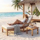 Outdoor Chaise Lounge Chair Set of 3, Patio Chaise Lounge Recliner with Adjustable Backrest - Photo 3
