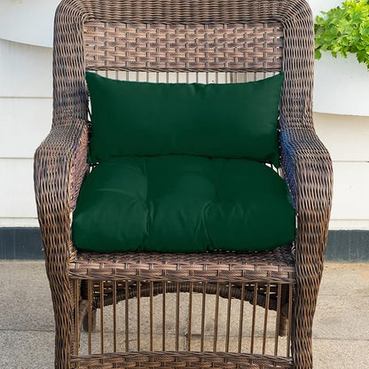 QILLOWAY Outdoor Patio Wicker Seat Cushions Group Loveseat/Two U-Shape/Two Lumbar Pillows for Patio Furniture,Wicker Loveseat,Bench,Porch,Settee of 5 (Mallard/Forest Green)