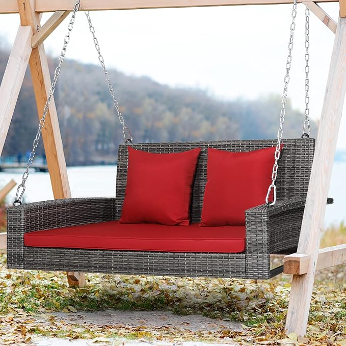 Tangkula 2 Person Wicker Hanging Porch Swing - Photo 3