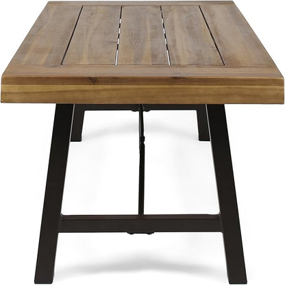 Christopher Knight Home Catriona Outdoor Acacia Wood Coffee Table, Teak Finish / Rustic Metal Brown and Black