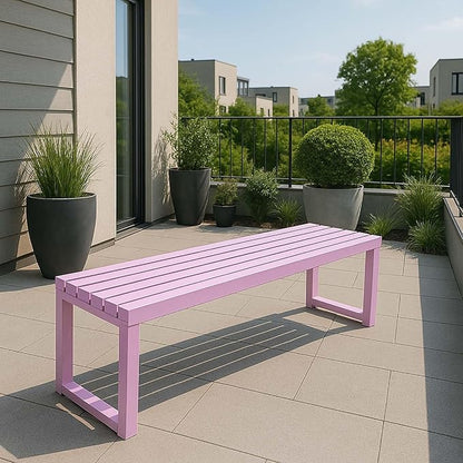 Patio Benches for Outdoors Metal Garden Bench 39" 47" 59" 71" Porch Furniture 2-4 Seating Without Backrest Weatherproof for Park Lawn Garden Yard Tennis Court Seater Chair(Pink,3.3ft)