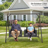 2 FT Wicker Porch Swing, Square Single Person Outdoor Hanging Swing Bench. Handwoven with Weatherproof PE Rattan - Photo 9