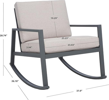 SAFAVIEH Outdoor Collection Cantor Grey/Light Grey Cushion Rocking Chair