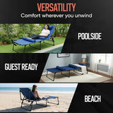 Outdoor Lounge Chair | Extra Large Portable cot incl Leg Raising adjustability | Easy Setup & Takedown - Photo 7