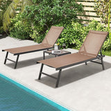 Tangkula 3 Piece Patio Chaise Lounge Set, Aluminum Patio Recliner with Coffee Table, 6-Level Backrest Adjustment - Photo 2