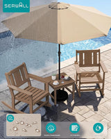 SERWALL Outdoor Rocking Chairs Set of 2 with 1 Side Table & 9ft Patio Umbrella - Photo 4