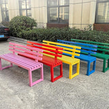 Outdoor Metal Garden Bench, Patio Park Benches Weatherproof, Colorful Front Porch Bench with Backrest, for Outside - Photo 5