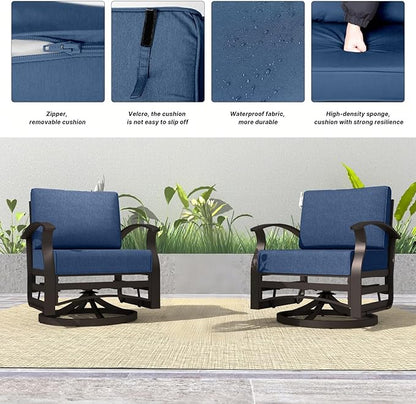 Kurapika 1 Piece Patio Furniture Chair, Outdoor Aluminum Swivel Glider Rocker, Patio Bistro Set Rocking Chair for Porch, Garden, Patio, Navy Blue