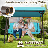 3 in 1 Patio Swing with Adjustable Canopy for Adults, 3 Seat Outdoor Swing with Thickened Cushions - Photo 3