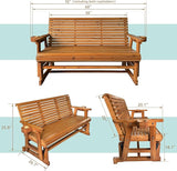 Fortune Candy Patio Glider with Cup Holders, High Roll Back and Deep Contoured Seat, 3-Seater, Heavy Duty 800 Lb - Photo 2
