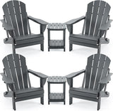 4 Chairs & 2 Tables Folding Adirondack Chair Set with Side Table – HDPE Weatherproof Outdoor Patio Chairs with - Photo 1