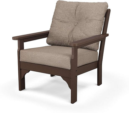 POLYWOOD® Vineyard Deep Seating Chair in Mahogany/Spiced Burlap