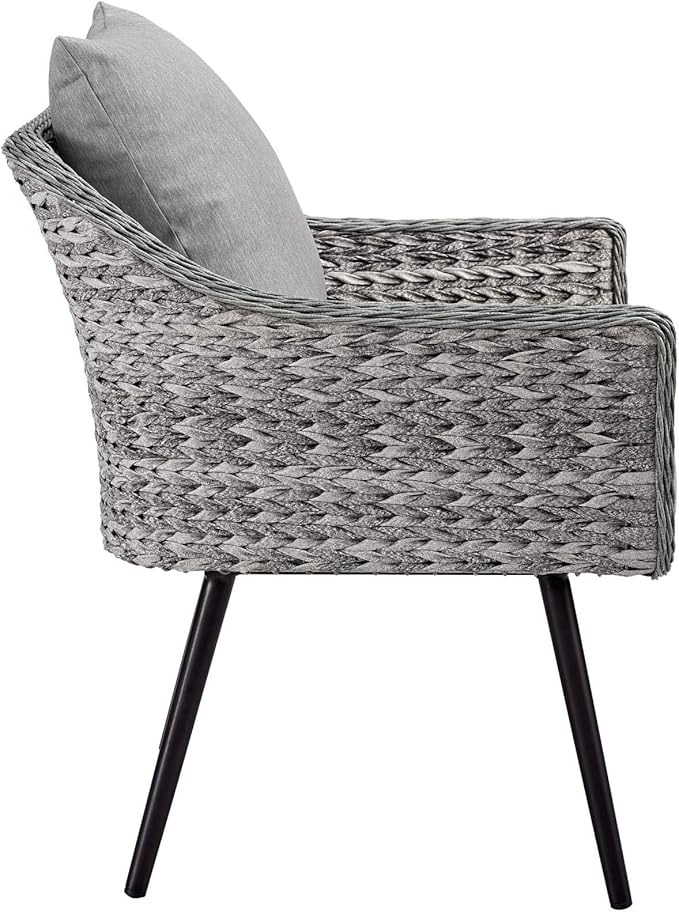Endeavor 3Piece Outdoor Patio Wicker Rattan Sectional Sofa Set in Gray Gray - Photo 8