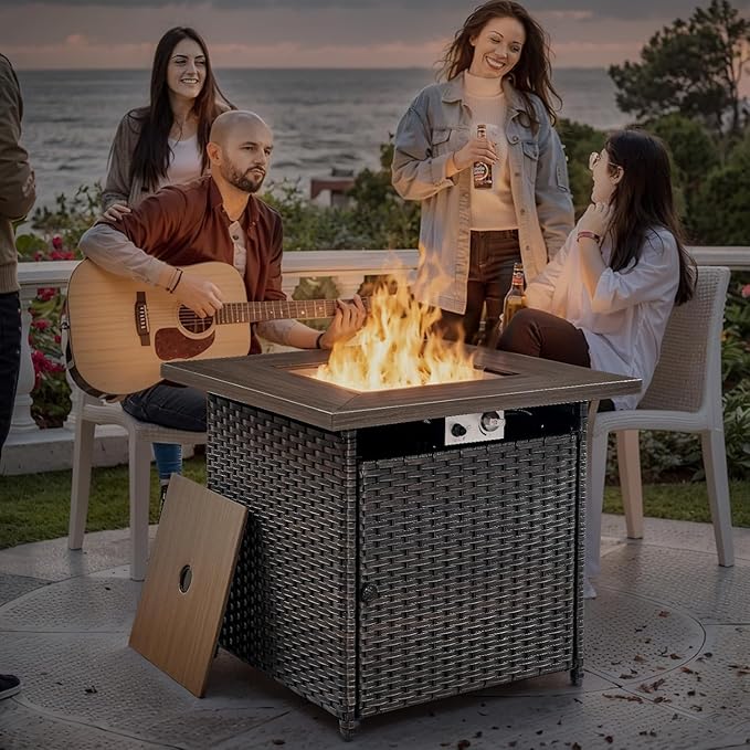 Luxury Patio Furniture Set with 6-inch Thick Cushion, Outdoor Furniture with Fire Pit Table, Swivel Chairs, Sofa - Photo 3
