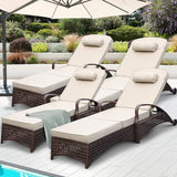 NOBLEMOOD Outdoor Chaise Lounge Wicker Patio Lounge Chair with Wheels - Photo 1