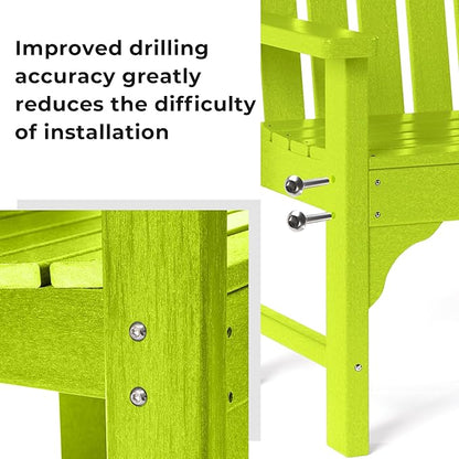 Costaelm Outdoor Dining Arm Chair, Patio HDPE Garden Dining Table Chair, Poly Lumber Waterproof Restaurant Bistro Farmhouse Chairs for Outside Porch Backyard, Lime