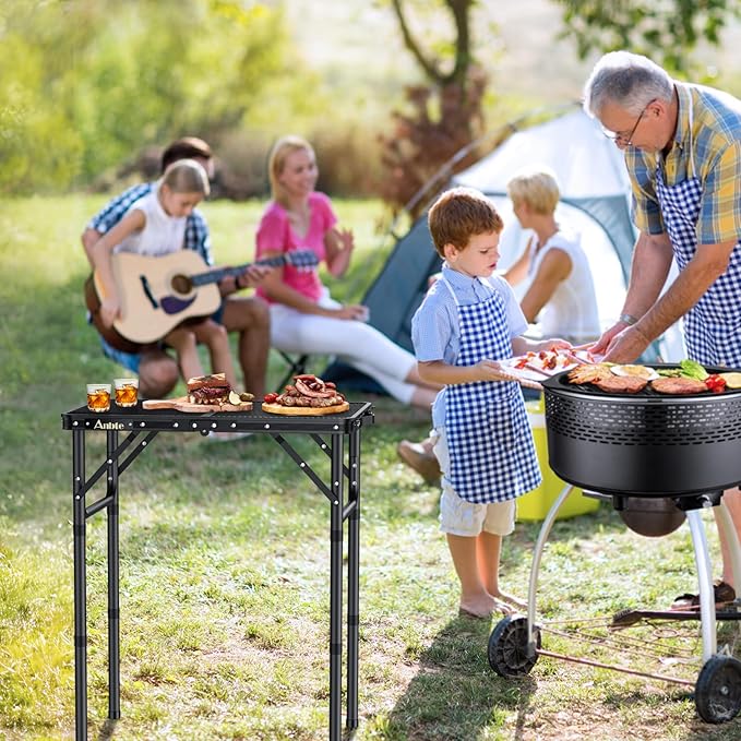 Anbte Folding Grill Table, Aluminum Camping Table Adjustable Height Max 27.5" Picnic Table Outdoor Table, Lightweight - Photo 2