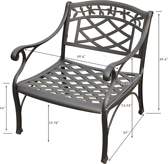 Crosley Furniture Sedona Outdoor Chair, Cast Aluminum Patio Chairs for Conversation, Porch, Deck, Balcony, Black - Photo 3