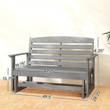 Outsunny 2-Person Outdoor Glider Bench Patio Double Swing Rocking Chair Loveseat w/Slatted HDPE Frame for Backyard - Photo 3
