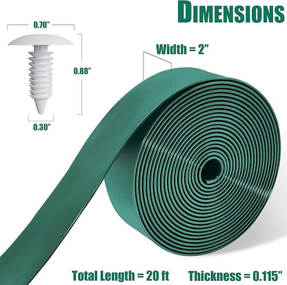 Vinyl Straps for Patio Chair Repair Kit 2'' Wide 20 Ft Long Replacement Straps + 20 Free Rivets for Outdoor Lawn Furniture Chaise Lounge Repair (Dark Green)
