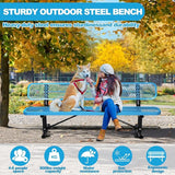 Heavy Duty Metal Park Bench for Outside, Outdoor Garden Benches with Backrest & Portable Frame - Photo 6
