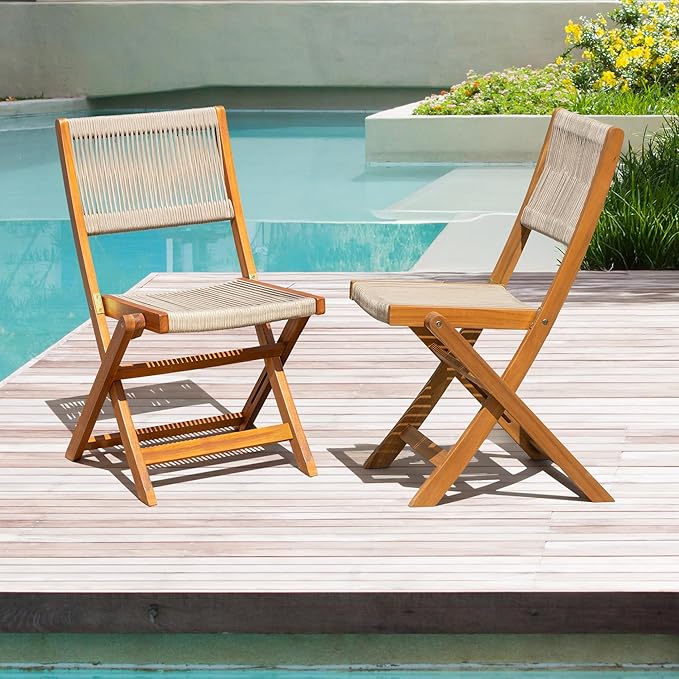 Idzo Wood Rope Design Bistro Chairs - Photo 6