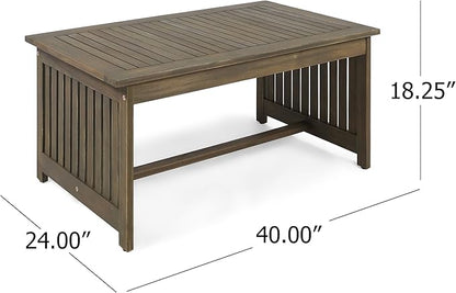 Christopher Knight Home Grace Outdoor Acacia Wood Coffee Table, Gray Finish