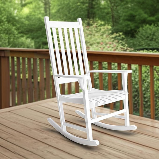White Porch Rocker/Rocking Chair Acacia Wood