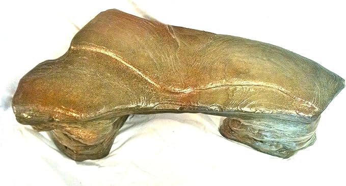 Cast Stone Petrified Rock Bench, Outdoor Garden Patio Bench 3 Piece Hand Sculpted Rustic Garden Bench Outdoor Decor