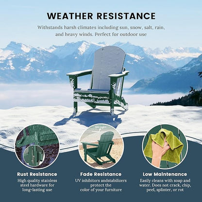 WO WESTIN OUTDOOR HDPE Laguna Outdoor Folding Poly Adirondack Chair (Set of 8),Dark Green