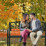 Park Bench, 4 Feet Rust-Proof Cast Iron Park Bench, Hold 485 lbs Heavy-Duty Metal Outdoor Furniture Bench Seat - Photo 7