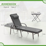 Kurapika Patio Chaise Lounge Set 3 Pieces Outdoor Lounge Chair, Rattan Reclining Chair Adjustable Backrest - Photo 2