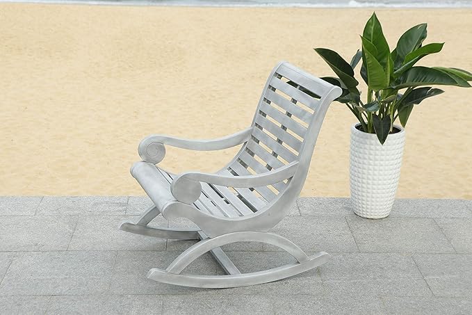 Safavieh PAT7016A Outdoor Collection Sonora Ash Grey Rocking Chair