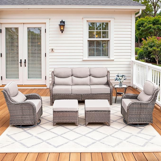 Luxury High Back Patio Furniture Set with 6-Inch Thick Cushions - Photo 1