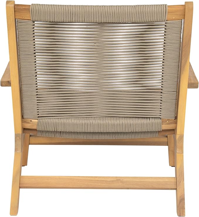 Christopher Knight Home Veera Patio Chair Set of 2 with Acacia Wood Frame and Handwoven Rope, Outdoor Lounge Chair - Photo 9