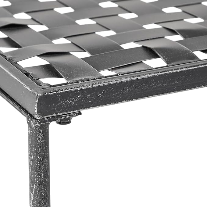 36" Iron Simple Outdoor Rectangular Coffee Table, Modern Courtyard Furniture, Iron Hollowed-Out Grid Surface - Photo 7