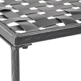 36" Iron Simple Outdoor Rectangular Coffee Table, Modern Courtyard Furniture, Iron Hollowed-Out Grid Surface - Photo 7