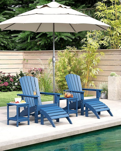 BRIOPAWS Adirondack-Chairs-Set of 2 | Fire Pit Chair | Oversized | HDPE Plastic | Weather Resistant | for Deck Outdoor Poolside Campfire | Blue
