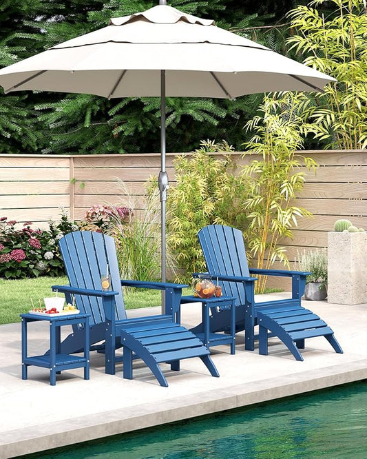 BRIOPAWS Adirondack-Chairs-Set of 2 | Fire Pit Chair | Oversized | HDPE Plastic | Weather Resistant | for Deck Outdoor Poolside Campfire | Blue