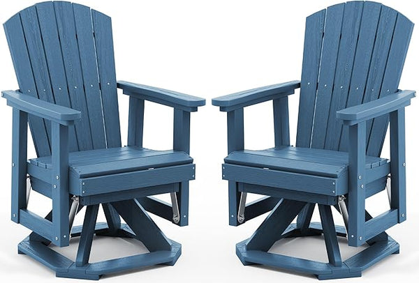 SERWALL Adirondack Swivel Glider Chair, HDPE Patio Glider Set of 2, All-Weather Glider Chair for Porch, Balcony - Photo 1