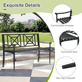 Tangkula Metal Outdoor Park Bench, Patio Garden Bench, Heavy-Duty Slatted Garden Bench for 2-3 People - Photo 8