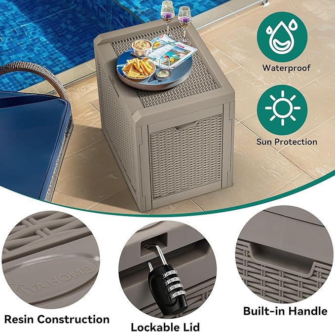 YITAHOME 32 Gallon Outdoor Storage Box, Water Resistant Resin Deck Box - Photo 3